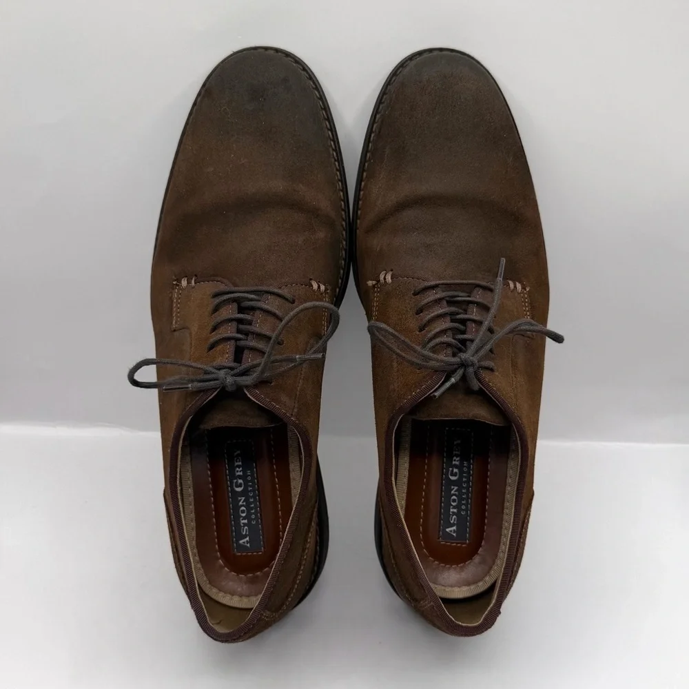 Aston Grey Shoes Mens 10 Brown Crerraven Dress Oxford Leather Lace Up Low Top